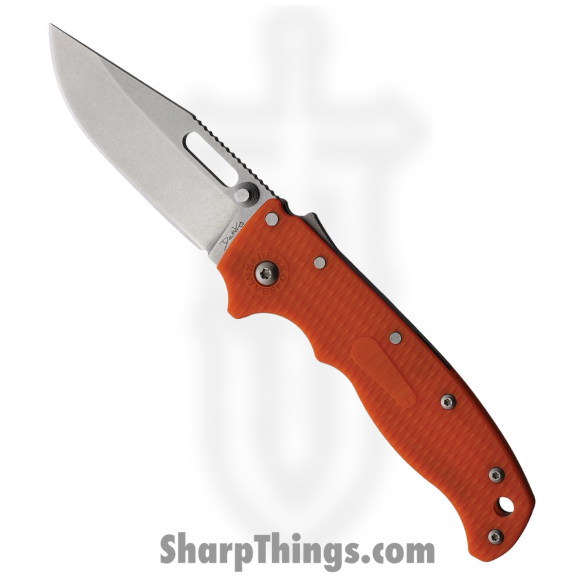 c727a5dc-d7b9-4aa0-bf22-9858f5b85226_DEMAD205F13_1.jpg Demko Knives - DEMAD205F13 - AD 20.5 - Folding Knife - AUS-10A Stonewash Clip Point - Grivory - Red - Image 1