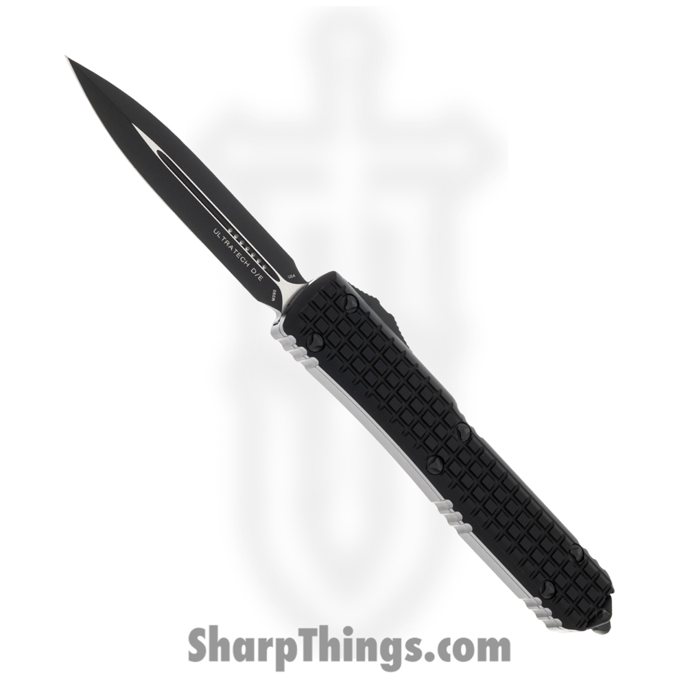 c876ef3c-526f-4cde-9451-6e3cd67dbdf9_122-1TFRS_1.jpg Microtech - 122-1TFRS - Ultratech Double Edge Full Frag Tactical - OTF Auto - Coated Dagger - 6061-T6 Aliuminum - Black - Image 1