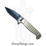 Half Face Blades - HFBCROFOL - Crow - Folding Knife - S45VN Coated Clip Point - Titanium - Gray