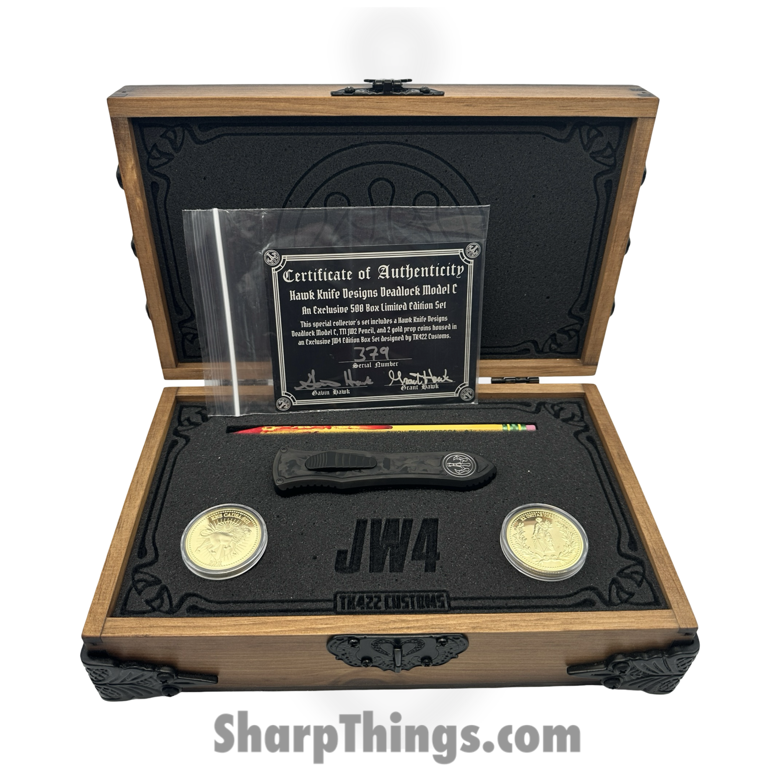 c921e15f-e8fc-4cf1-86a8-86261919eff3_HKDLCLE_1-scaled-1.png Hawk Knife - HKDLCLE - Deadlock Model C - LE John Wick Box Set - OTF Auto - 20CV DLC Dagger - Ti and Cf - Image 1