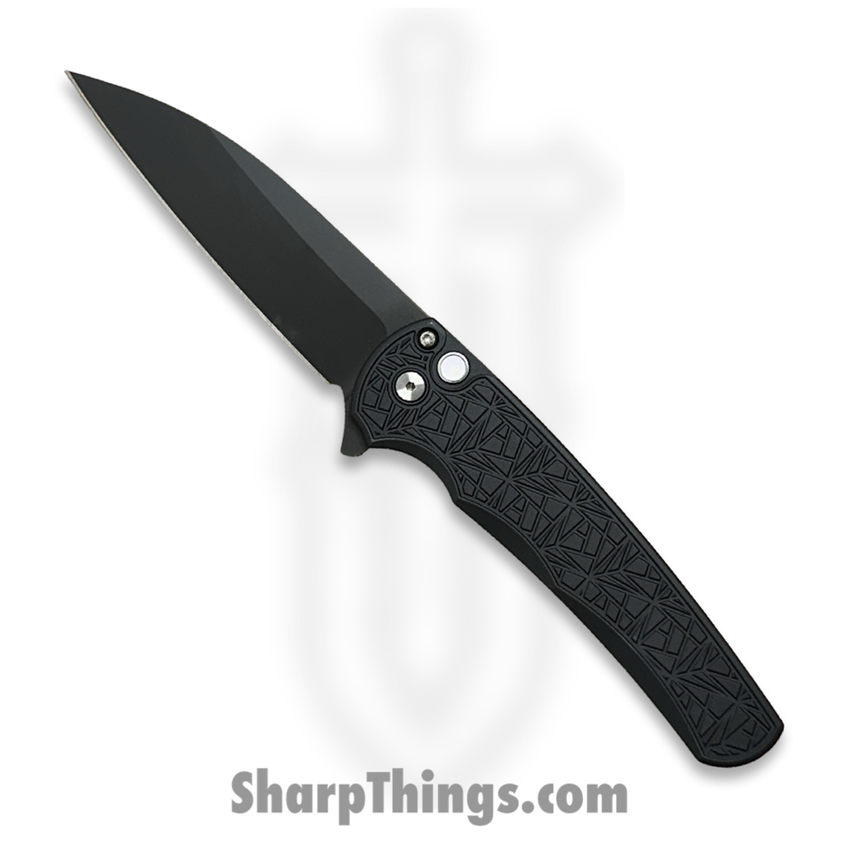 c9297bd0-72c3-4b63-b300-9a7707d1a8c6_24BSAMB1999_1.jpg ProTech - 24BSAMB1999 - Malibu Nexus - Folding Knife - Magnacut DLC Wharncliffe - MOP Button Textured Aluminum - Since 1999 Black - Image 1