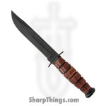 Ka-Bar - KA1250 - Short USMC Fighter - Fixed Blade Knife - 1095 Cro-Van Coated Clip Point - Leather - Brown