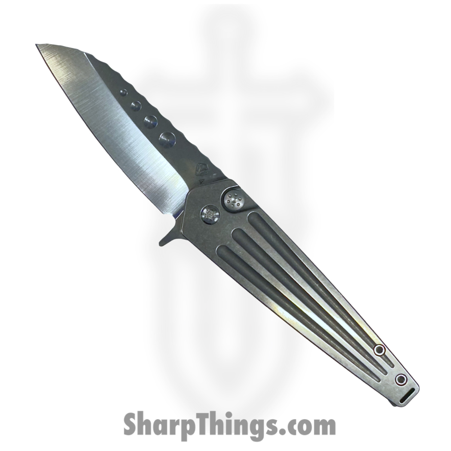 c9b50472-d264-4346-ba65-bf8750720944_122324B_1.jpg Medford Knife and Tool - 122324B - Nosferatu - Folding Knife - S45VN Tumbled "Armadillo" Sheepsfoot - Titanium - Silver - Image 1