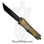Microtech - 219-1DLCTULS - Combat Troodon with Ultem Top - OTF Auto - Black Hell Hound - 6061-T6 - Ultem