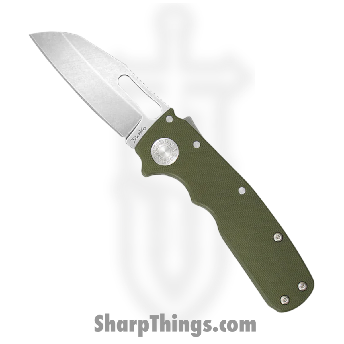 caa1ace3-f880-4f28-89e4-6a8e40472c84_DEM19233_1.jpg Demko Knives - DEM19233 - Shark Cub - Folding Knife - CPM 20CV Stonewash Spear Point - G10 - OD Green - Image 1