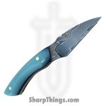 Royalty Rings Co. - RRC-Nyx-06 - Nyx - Fixed Blade Knife - Baker Forge Riptide Max -Diamond Damascus Kiridashi - G10 - Tiffany Blue/Black