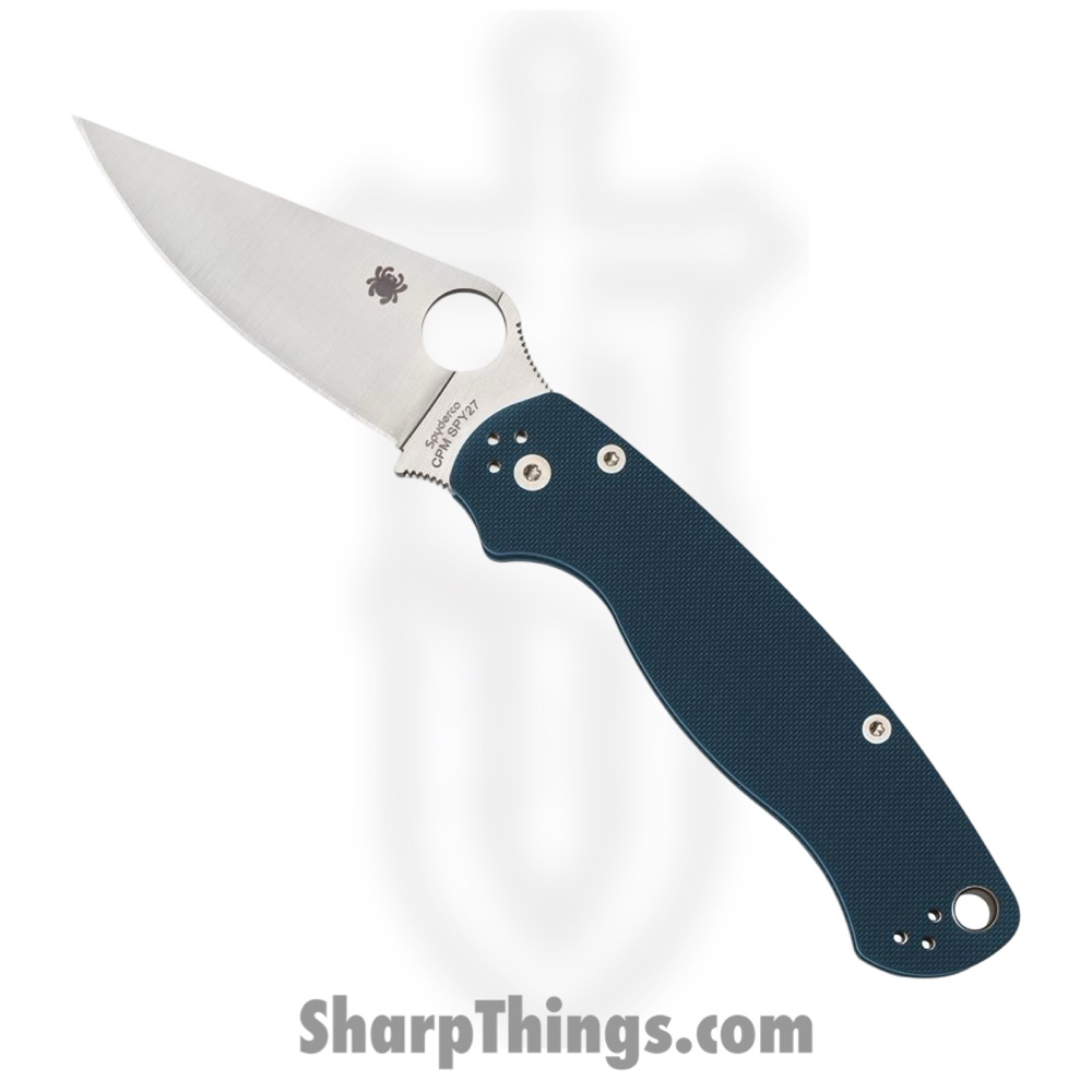 cb0acd63-32e3-4863-b101-dad4e68d0716_SC81GPCBL2_1.jpg Spyderco - SC81GPCBL2 - Para 2 - Folding Knife - CPM-SPY27 Satin Clip Point - G10 - Blue - Image 1