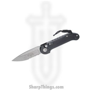 Microtech - 135-11 - L.U.D.T. - Automatic Knife - Elmax, M390, 204P Stonewash Drop Point - 6061-T6 Aluminum - Black