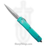 Microtech - 120-10TQ - Ultratech - OTF Auto - Stonewash Bayonet - 6061-T6 Aluminum - Turquoise