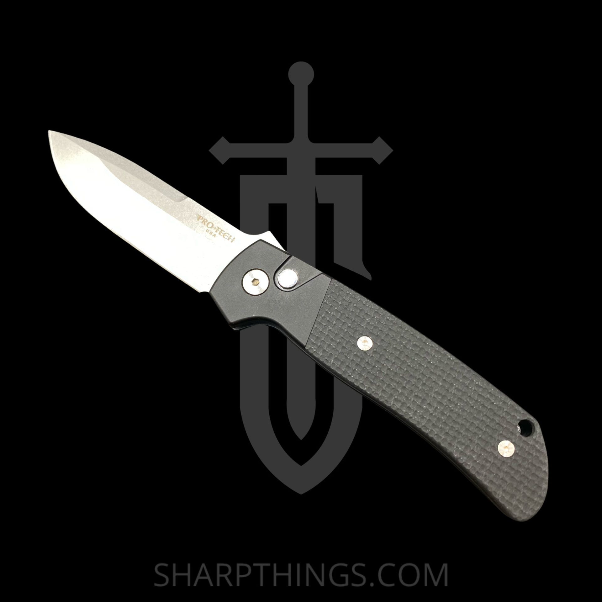 cc5f154f-07a4-4272-9beb-39f1a18453ed_BT2714_1.jpg ProTech - BT2714 - ATCF - Automatic Knife - Magnacut Stonewash Spear Point - Aluminum/G10 - Black - Image 1