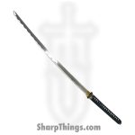 PTC - PS-H-06-B - Battle Ready Katana - Fixed Blade Knife - Carbon Steel Polished - Cord Wrapped - Black
