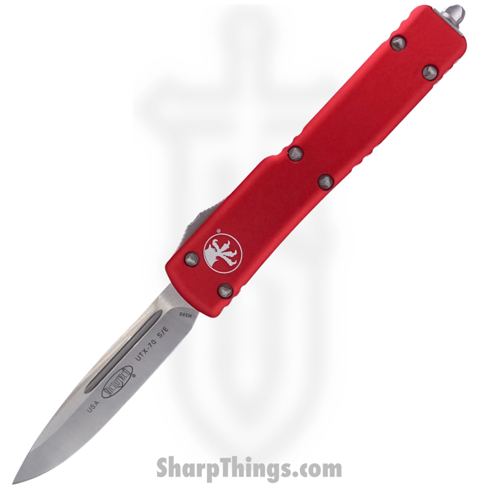 ccf79437-cf42-4fb1-983e-aa7d7db0dea3_148-4RD_1.jpg Microtech - 148-4RD - UTX-70 - OTF Auto - M390 Satin Drop Point - 6061-T6 Aluminum - Red - Image 1
