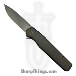 Tactile Knife Co. - 20-RW-MCST-TTBG - Rockwall Flipper - Folding Knife - Magnacut Satin Drop Point - Milled Titanium - Slate Gray - Bronze Accents
