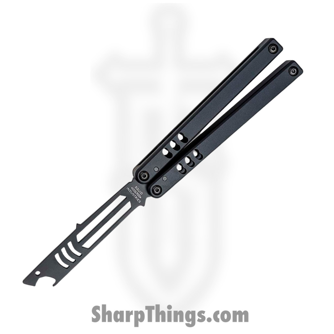 cdfcbcfb-9682-47cd-a3e9-e639ecbe6d15_04TR04CK01BK_1.jpg Squid Industries - 04TR04CK01BK - Mako V4.5 Inked Bottle Opener Balisong Trainer - 304 Stainless 6061-T6 - Black - Image 1