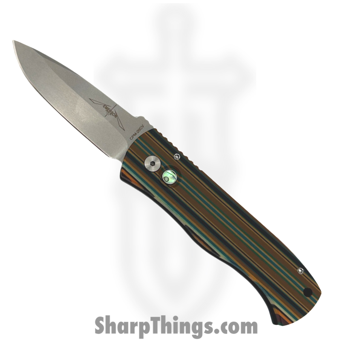 ce0b9f45-db0b-470f-8b31-44b40ecb55b3_2024TXEC71_1.jpg ProTech - 2024TXEC71 - Emerson CQC7 - Automatic Knife - CPM-20CV Stonewash Spear Point - Micarta Aluminum - Black Blue Brown - Image 1