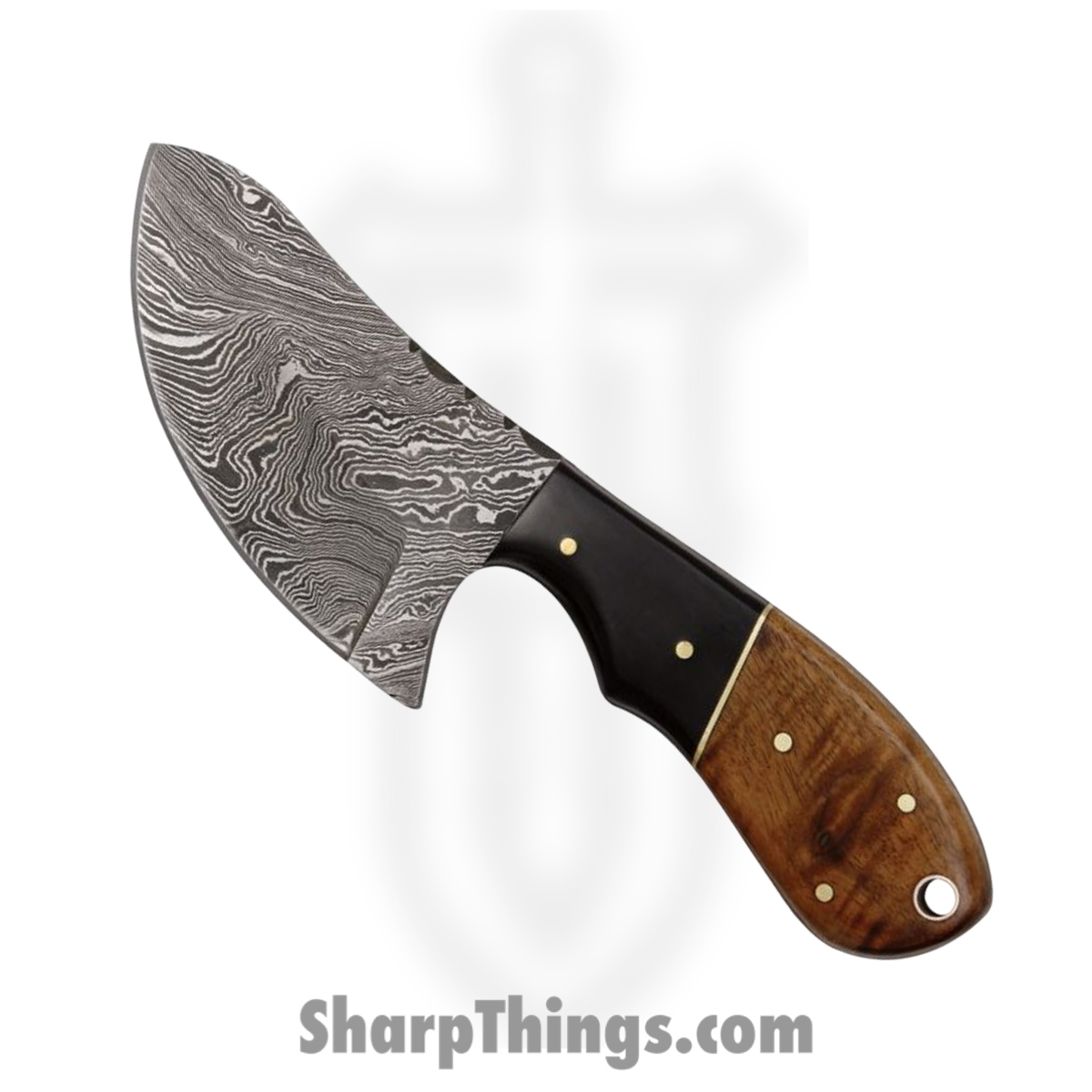 ce5cb1de-d578-4260-bcc6-12141e91f5f3_DM1062_1.jpg Damascus - DM1062 - Butcher - Fixed Blade Knife - Damascus Wharncliffe - Buffalo Horn - Brown Black - Image 1