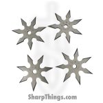 VOC - TS-9104-SL-4 - 4in 7 Point Ninja Shuriken Pack of 4 - Fixed Blade Knife - Surgical Steel - Silver