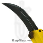Heretic Knives - H060-6A-NANA- ROC - Stabnana - OTF Auto - Magnacut DLC Hawkbill - Aluminum - Yellow with Brown