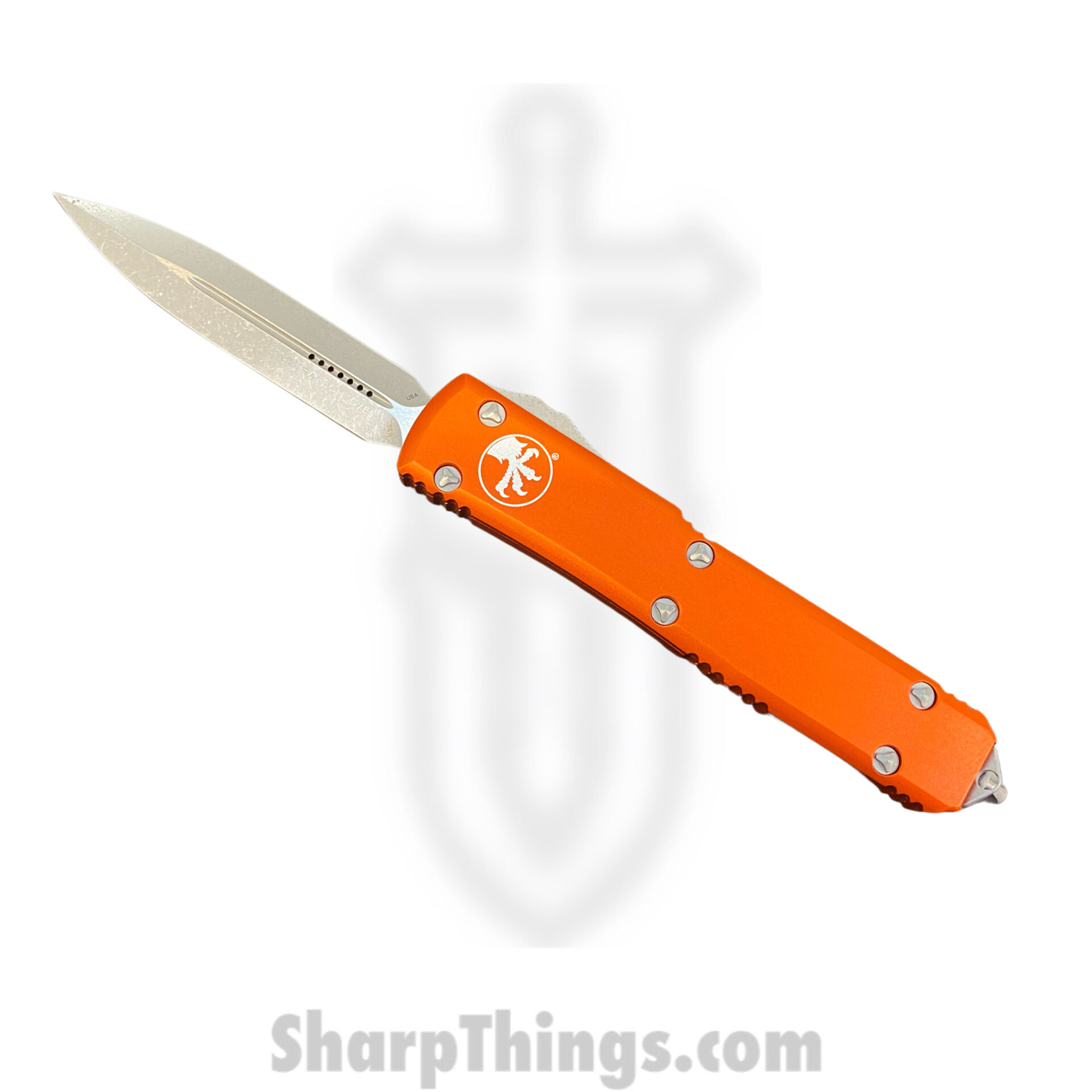 cecfd725-e210-4ea5-aa4d-1478bfd1b3a0_122-10APOR_1.jpg Microtech - 122-10APOR - Ultratech - OTF Auto - Elmax, M390, 204P Apocalyptic Dagger - 6061-T6 Aluminum - Orange - Image 1