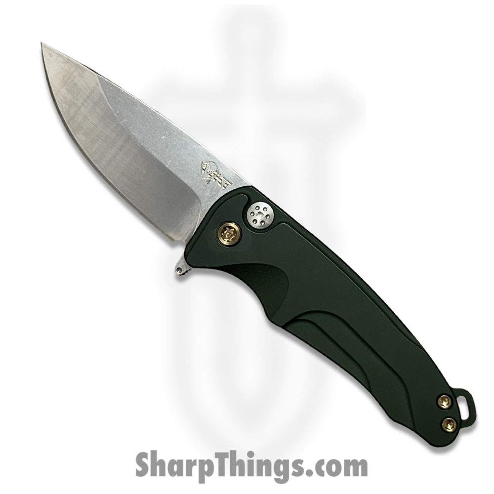 ceed9768-3182-4d4f-912e-cac39837a778_MK0394TQ-40AG-T1C1-Q4_1.jpg Medford Knife and Tool - MK0394TQ-40AG-T1C1-Q4 - Smooth Criminal - Folding Knife - S45VN Tumbled Drop Point - Aluminum - Green - Image 1