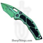 Heretic Knives - H012-CS-TX - Cel Shaded Medusa - Automatic Knife - CPM MagnaCut Coated Recurve - Aluminum - Green