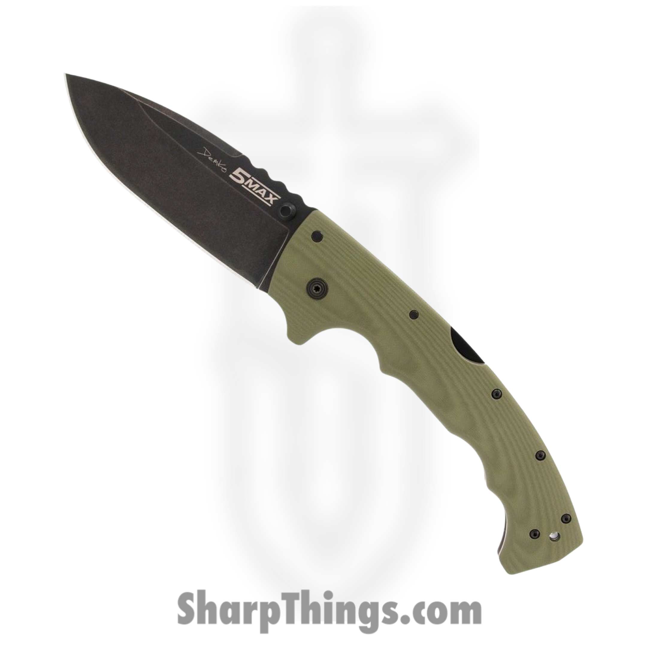 cf1878bb-07d0-4105-8dbc-b4e68fc2d1ef_CSFL50MAX_1.png Cold Steel - CSFL50MAX - 5 Max Lockback - Folding Knife - S35VN Black Stonewash Drop Point - G10 - OD Green - Image 1