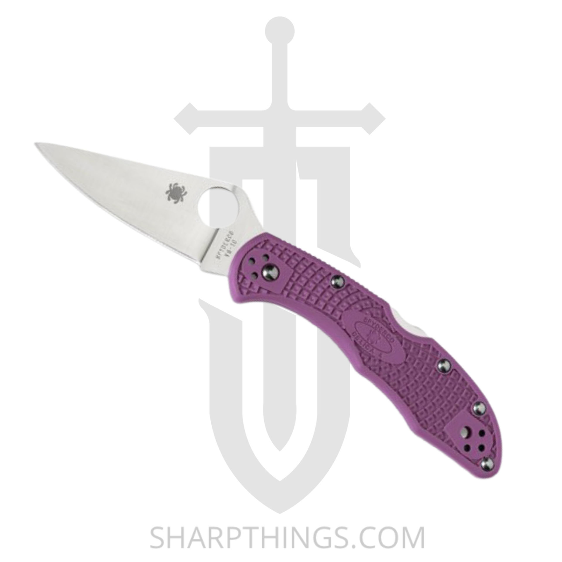 cf9fb917-e90c-47f8-b6a6-ce494572a424_SC11FPPR_1.jpg Spyderco - SC11FPPR - Delica - Folding Knife - VG-10 Satin Drop Point - FRN - Purple - Image 1