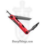 True - TRU-MTL-1007 - Titanium Block Multitool - Folding Knife - 3Cr13 TiN Coated Tanto - Titanium - Red