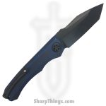 Heretic Knives - H100-8A-BRKBLU - Custom Wraith - Automatic Knife - CPM-154 Coated Tanto - 6061-T6 Aluminum - Battleworn Black