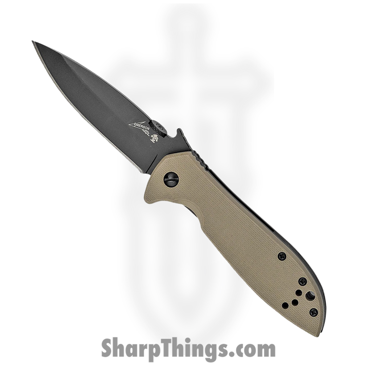 d0cb80f0-5ad8-4da9-9bbf-87e5f7b60fb5_KS6054BRNBLK_1.jpg Kershaw - KS6054BRNBLK - Emerson CQC-4K - Folding Knife - 8Cr14MoV Coated Spear Point - G10 410 Stainless - Tan Black - Image 1