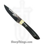 Royalty Rings Co. - RRC-Ere-01 - Erebus - Fixed Blade Knife - Baker Forge Damascus Damascus Drop Point - Carbon Fiber - Black