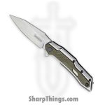 Kershaw - 1369 - Salvage - Folding Knife - 8Cr13MoV Stonewash Reverse Tanto - Stainless Steel Glass Filled Nylon Overlay - Silver Olive