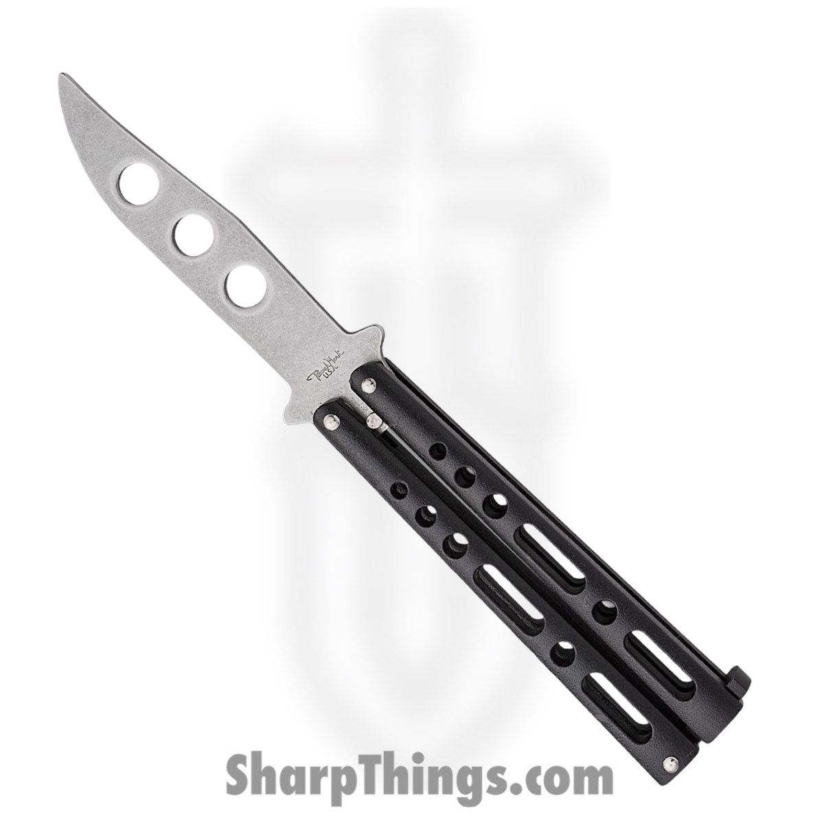 d169a2cf-6138-472a-ae46-5e64c89131d7_000000196147_1.jpg BenchMark - BM006 - Trainer Butterfly - Balisong - Stainless Satin Clip Point - Die Cast Metal - Black - Image 1