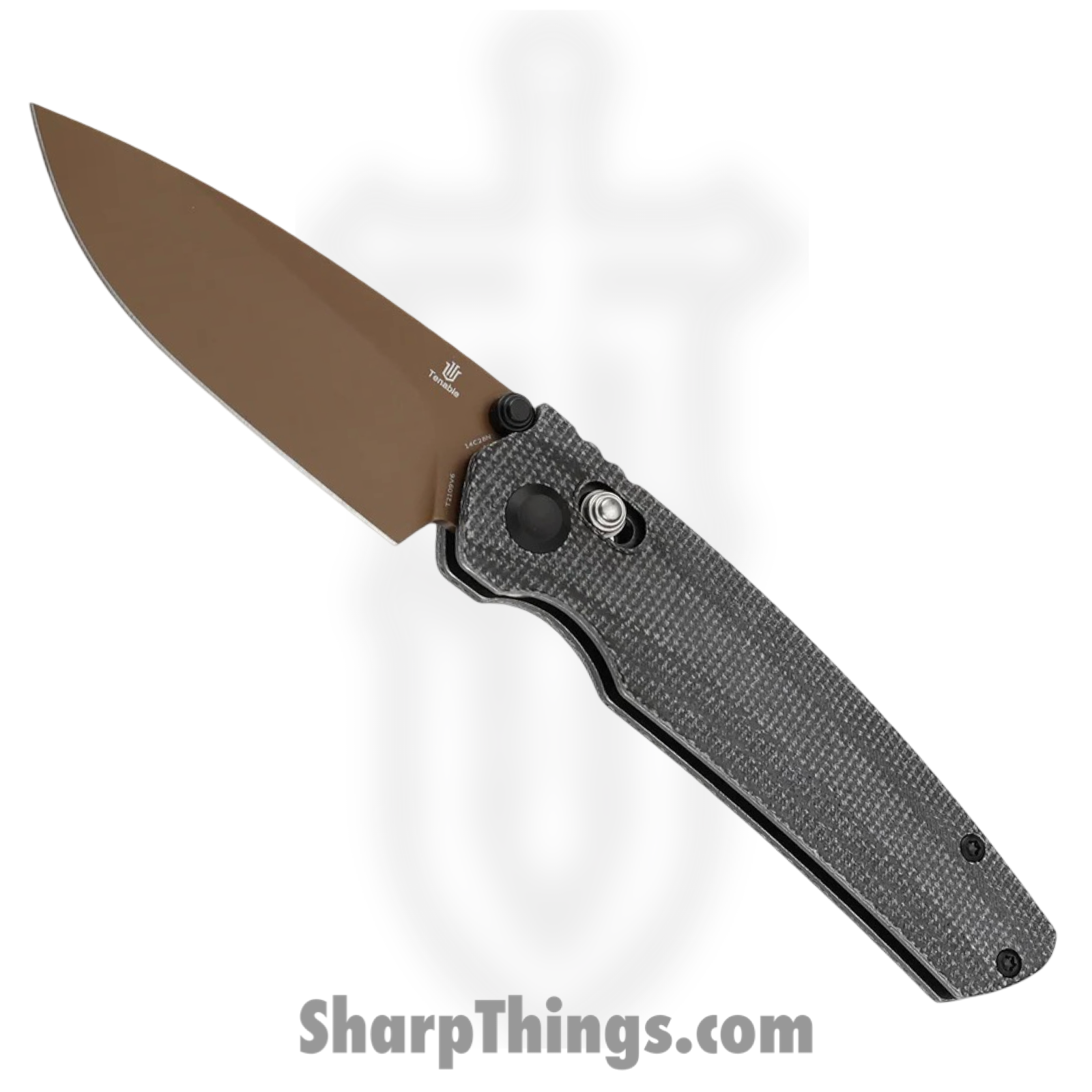 d2011640-914c-4119-a5f4-3bc89b743503_T2109V6_1.png Tenable Knives - T2109V6 - Raven - Folding Knife - 14C28N Coated Drop Point - Micarta - Black - Image 1