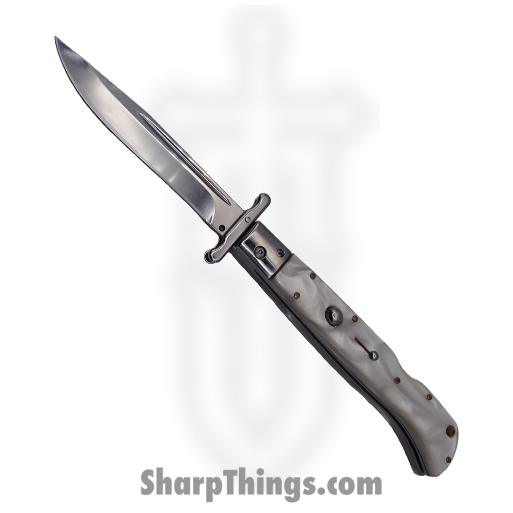 d2202492-430f-4abc-8e11-1eadf032c862_SBSG11CMOP_1.jpg Steel River Knives - SBSG11CMOP - Magnum 11in Stiletto - Swinguard Lockback Auto - 440 Clip Point - MOP - Image 1