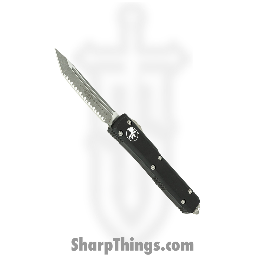 d23d7200-e02d-4684-922e-02a575e35b30_123-12AP_1.jpg Microtech - 123-12AP - Ultratech - OTF Auto - Elmax, M390, 204P Apocalyptic Tanto - 6061-T6 Aluminum - Black - Image 1