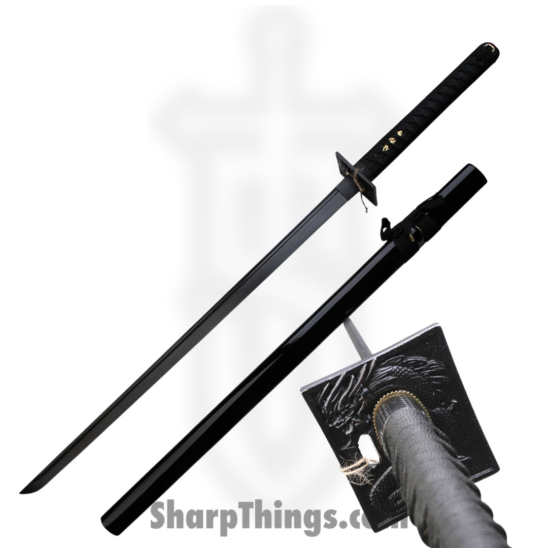 d2aa2b69-08ad-4fdf-a44d-ac683f2416f7_TR-017BD_1.jpg Ten Ryu - TR-017BD - Ninja Sword - Damascus - Black - Image 1