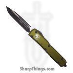 Microtech - 121-1OD - Ultratech - OTF Auto - Black Drop Point - 6061-T6 Aluminum - OD Green