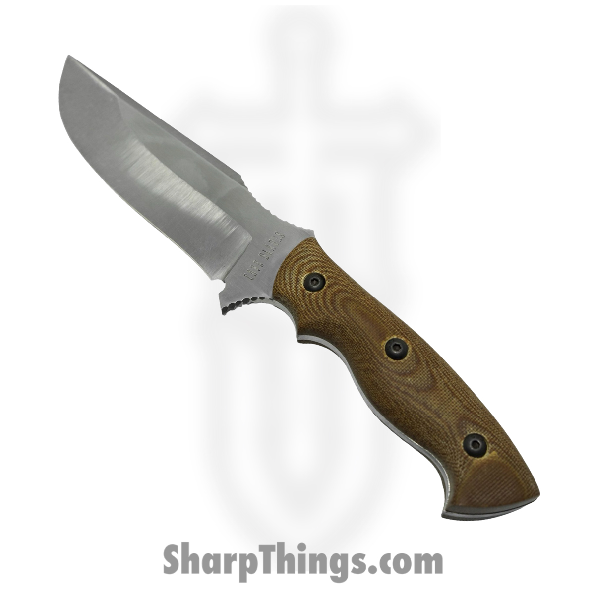 d38408fb-84cf-43e1-8f11-93280effed2f_CaveCmbtMic_1.jpg Cave Blades - CaveCmbtMic - Combat - Fixed Blade Knife - 80crv2 Satin Drop Point - Micarta - Brown - Image 1