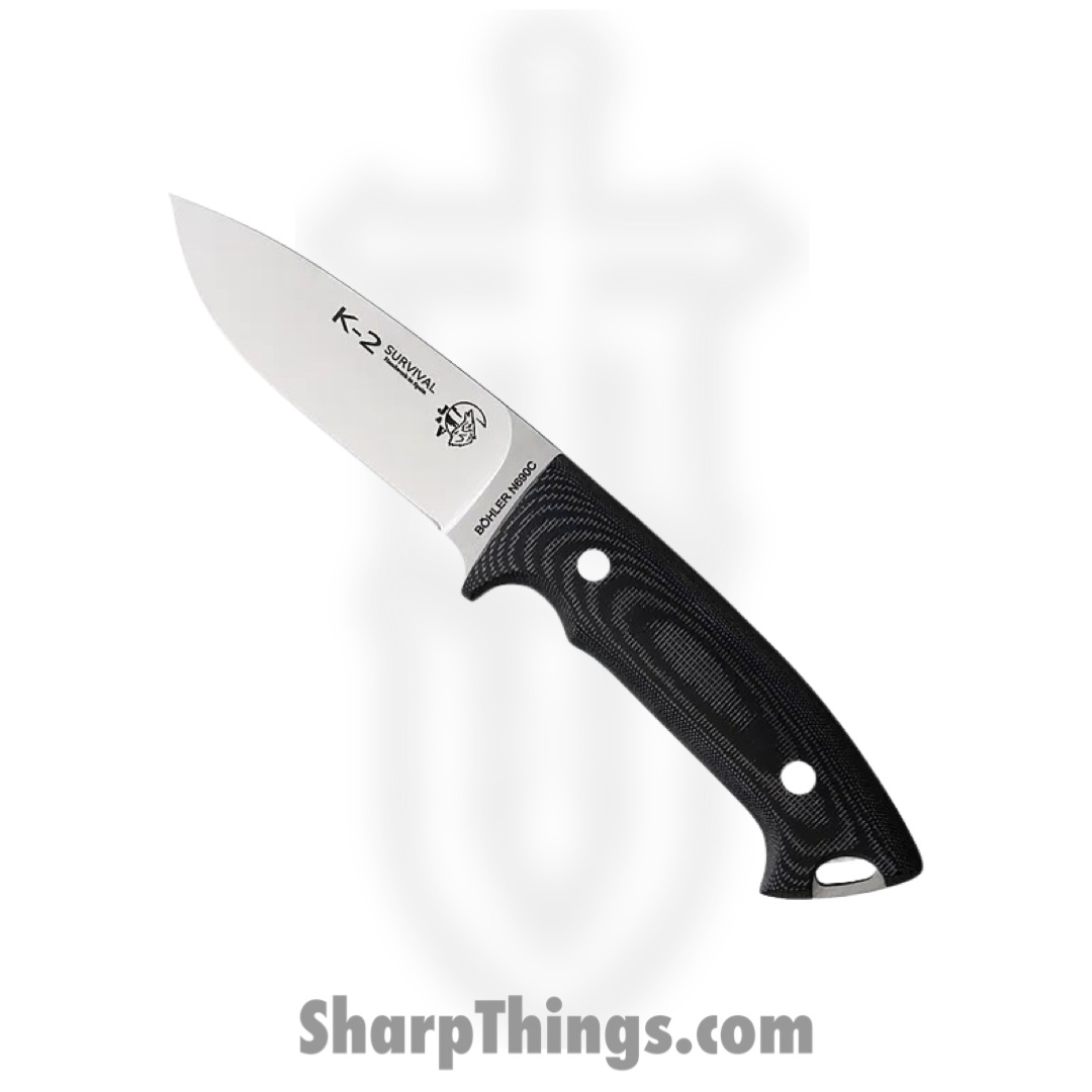 d45020de-1ad3-4a80-a72e-869cf902a7db_JVA1329T_1.jpg J&V Adeventure Knives - JVA1329T - K-2 Bushcraft - Fixed Blade Knife - Bohler N695 Satin Drop Point - Micarta - Black - Image 1