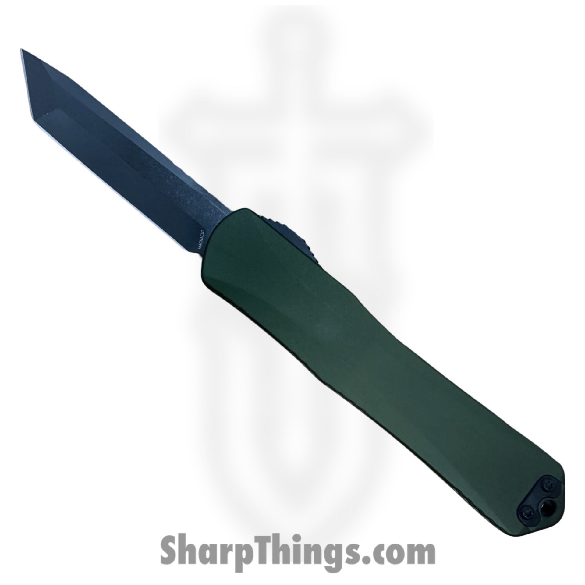 d5344ec7-b0d3-4f21-982b-184b9b4845a2_H031-6A-GRN_1.jpeg Heretic Knives - H031-6A-GRN - Manticore X - OTF Auto - Magnacut DLC Tanto - 6061 T6 Aluminum - OD Green - Image 1