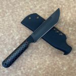 JRs Knives - JRsTntXLB&RH - Tanto XL - Fixed Blade Knife - 1095 HC Coated Tanto - G10/Honeycomb/Red Pins - Black/Silver