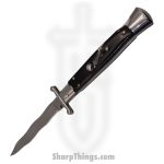 Steel River Knives - SBSG10KRSH - Liscio 10in Stiletto - Swinguard Lockback Auto - 440 Kris Bayonet - Black
