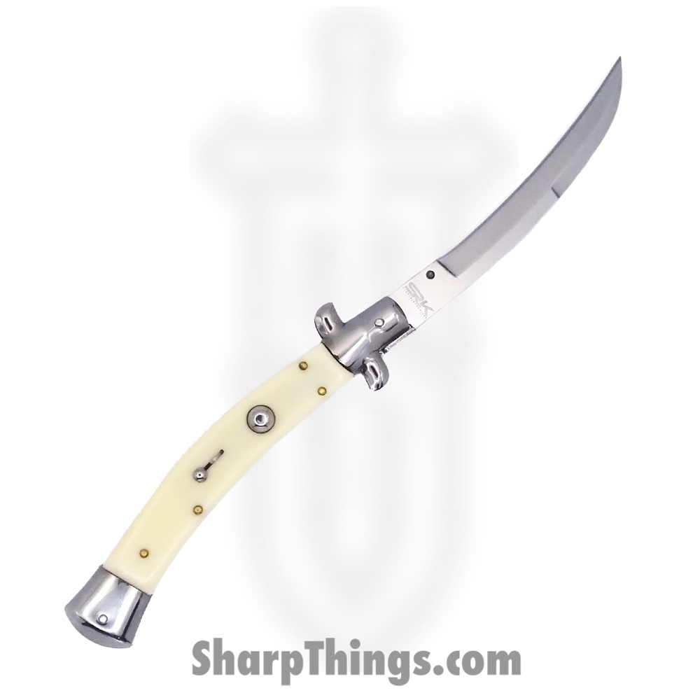 d5e39988-8af8-40dd-8180-84b1717317ad_Srk11swayIV_1.jpg Steel River Knives - Srk11swayIV - Swayback Bolster Lock Stilleto - 440c Satin Swayback - Synthetic Ivory - Ivory - Image 1