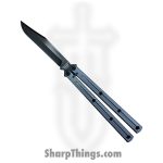 Squid Industries - 09BWALDC01GM - Krake Raken Bowie V2.5 Inked Balisong Knife - AEB-L 7075 - Gunmetal