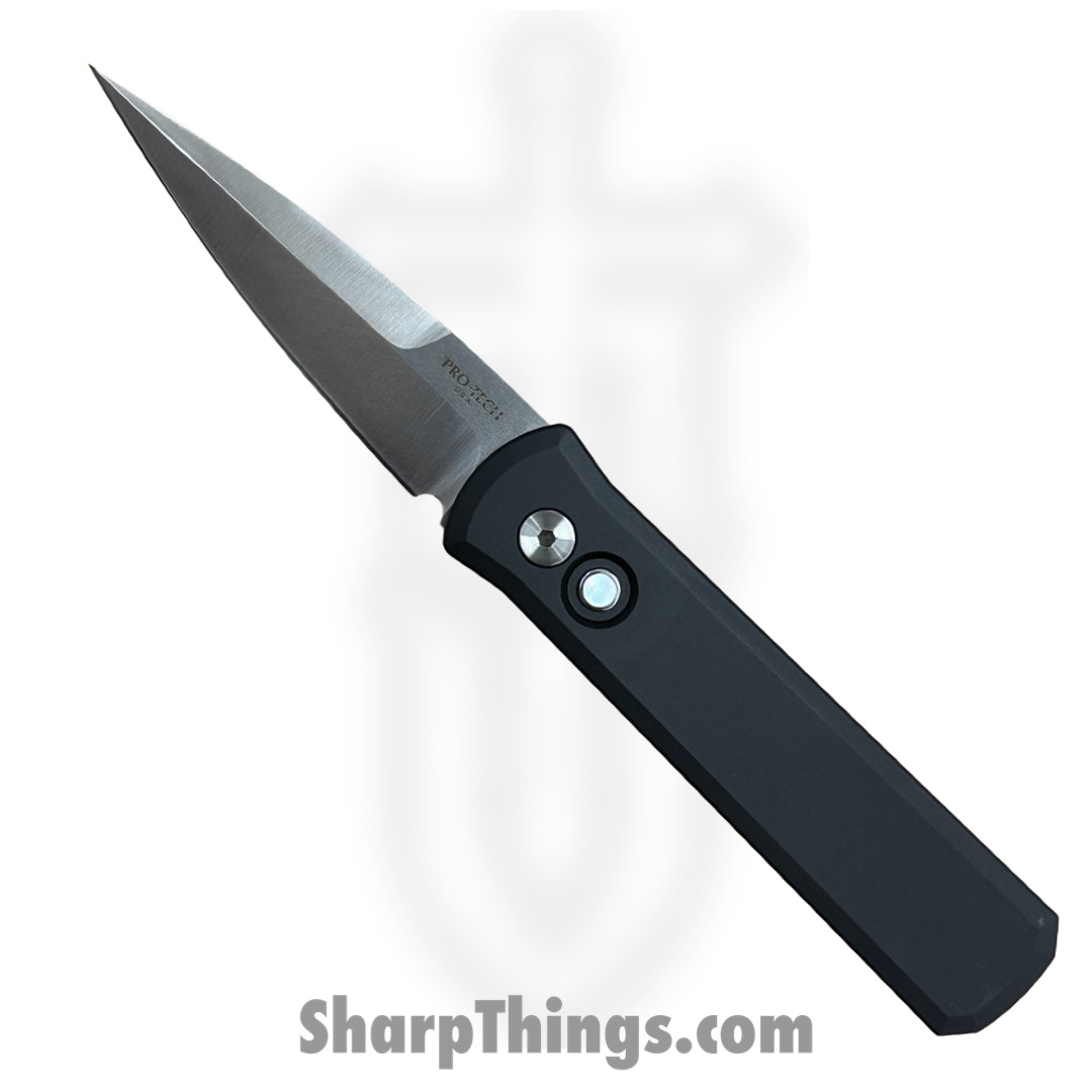d7a92652-7e09-479d-94fe-d4d43a53a63d_721-LTD_1.jpg ProTech - 721-LTD - Godson - Automatic Knife - 154CM Satin Spear Point - 6061-T6 Aluminum - Black - Image 1