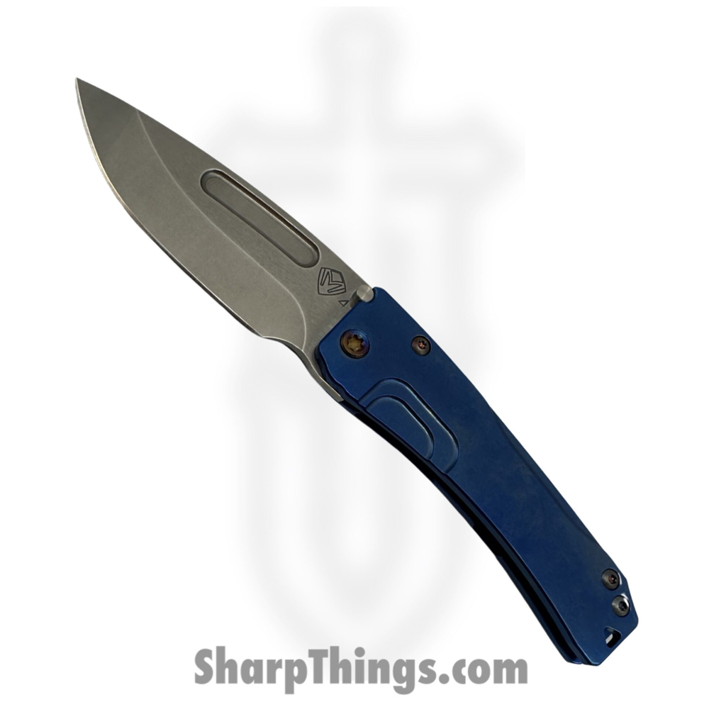 d7f4890f-c0ca-4116-8d23-35ee6a90d907_MK2014TD-37A2TFCF-Q4_1.jpg Medford Knife and Tool - MK2014TD-37A2TFCF-Q4 - Slim Midi - Folding Knife - S45VN Tumbled Drop Point - Titanium - Blue - Image 1
