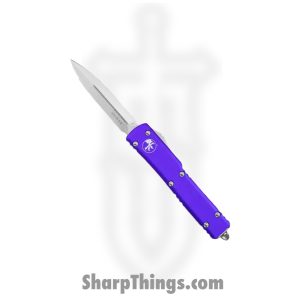 Microtech - 147-10PU - UTX-70 - OTF Auto - Elmax, M390, 204P Stonewash Dagger - 6061-T6 Aluminum - Purple