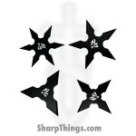 Tiger USA - FM-431-4 - Throwing Stars Set of 4 - Fixed Blade Knife - 1045 Surgical Steel Coated - 1045 Surgical Steel - Black