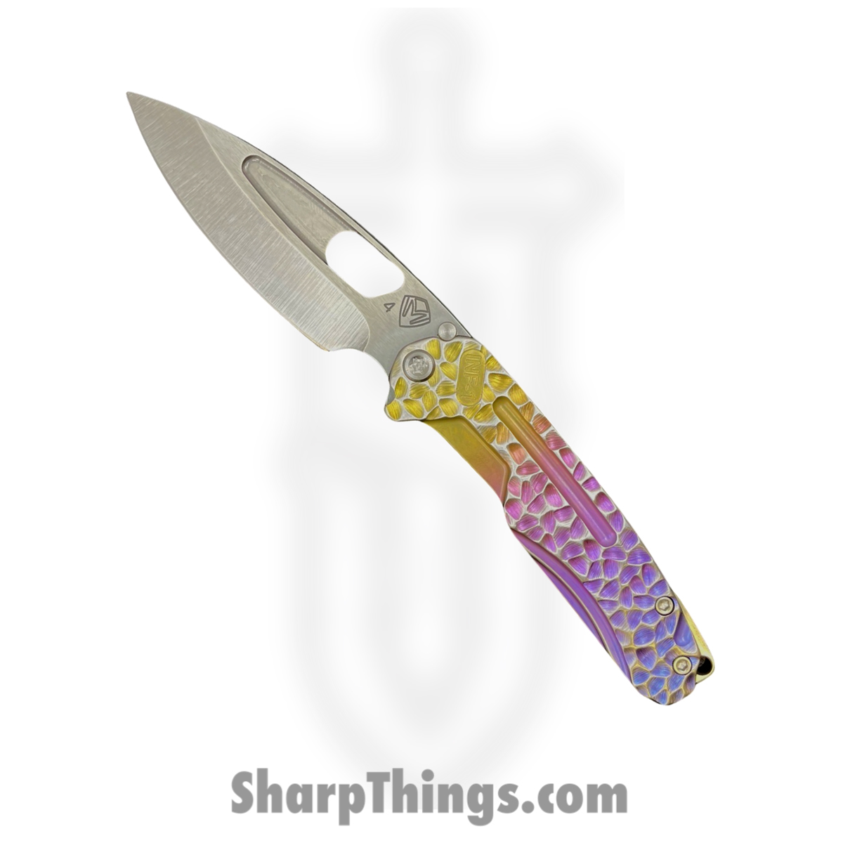 d84b3987-e37c-4a06-b395-c2fb12a321b8_MK0314TQ-03A5-TFCF-BN_1.jpg Medford Knife and Tool - MK0314TQ-03A5-TFCF-BN - Infraction - Folding Knife - S45VN Tumbled Drop Point - Titanium - Multi Etch/Ano Fade with Silver "Peaks & Valleys" - Image 1